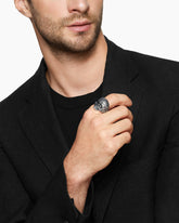 Waves Skull Ring in Sterling Silver with Black Diamonds, 24mm